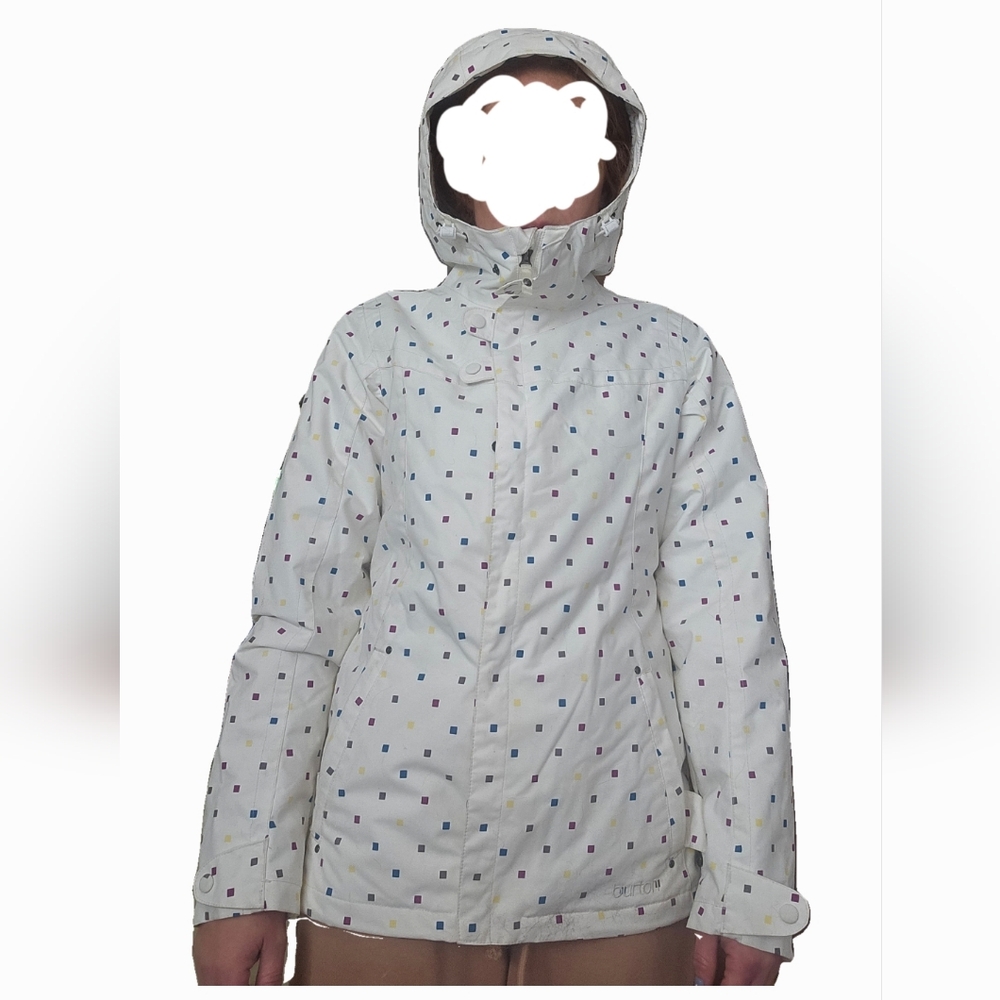 Burton Dryride Insulated Snow Jacket Women's Small White Polkadot Snowskirt